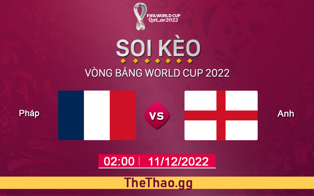 Nhận định, soi kèo Anh VS Pháp, 02h ngày 11/12 - Tứ Kết - World Cup 2022