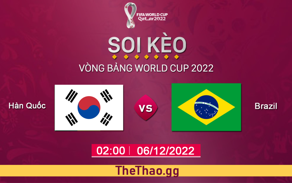 Nhận định, soi kèo Hàn Quốc vs Brazil, 02h ngày 06/12/2022 - World Cup 2022