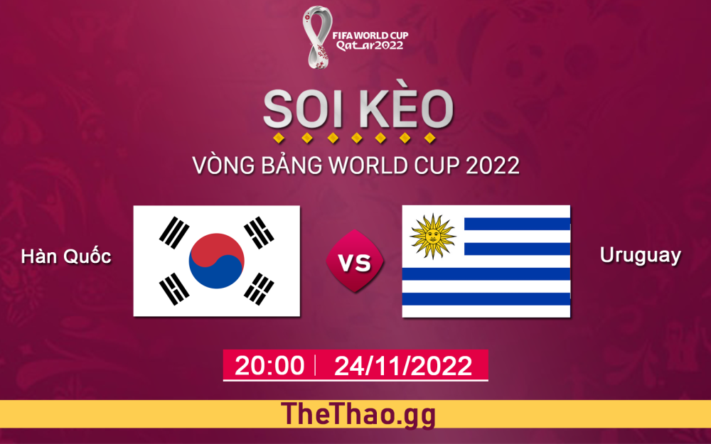Nhận định, soi kèo Hàn Quốc vs Uruguay, 20h ngày 24/11/2022 - Bảng H World Cup 2022