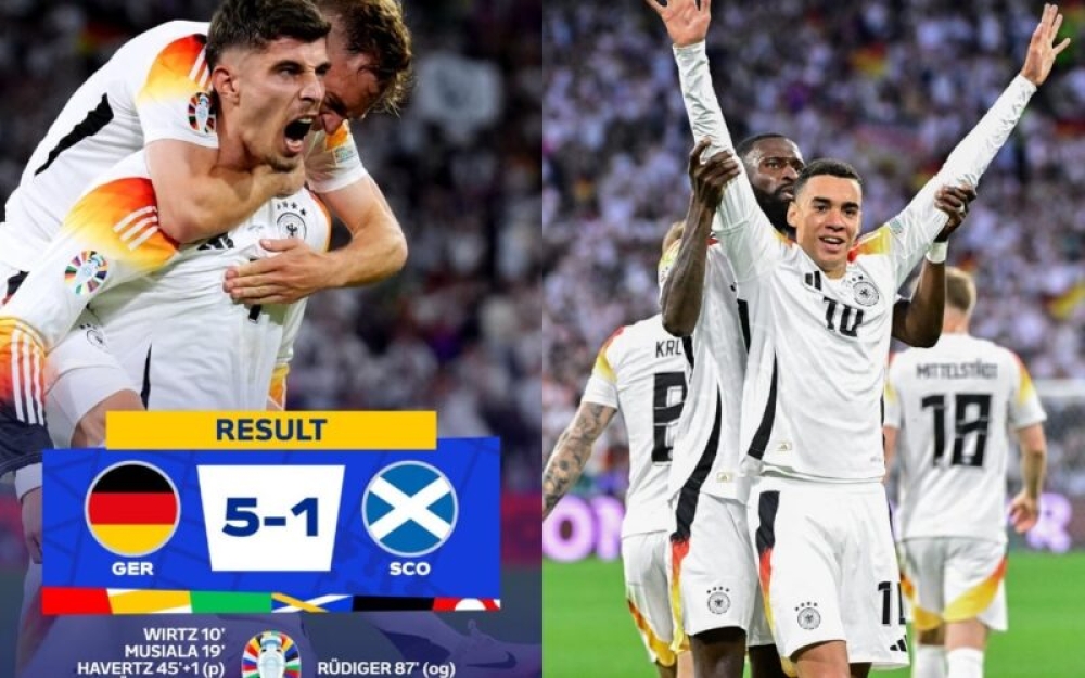 KẾT QUẢ VÒNG BẢNG EURO 2024: ĐỨC 5-1 SCOTLAND